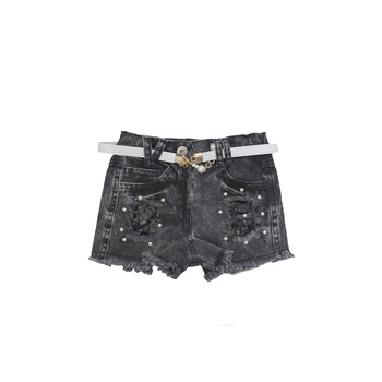 Blugi scurti pentru fetite, negri cu perlute si paiete, varsta 5-6 ani Blugi scurti pentru fetite, negri cu perlute si paiete, varsta 5-6 ani