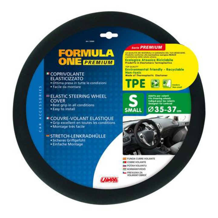 Husa volan, LAMPA, TPE, 35-37cm, Negru