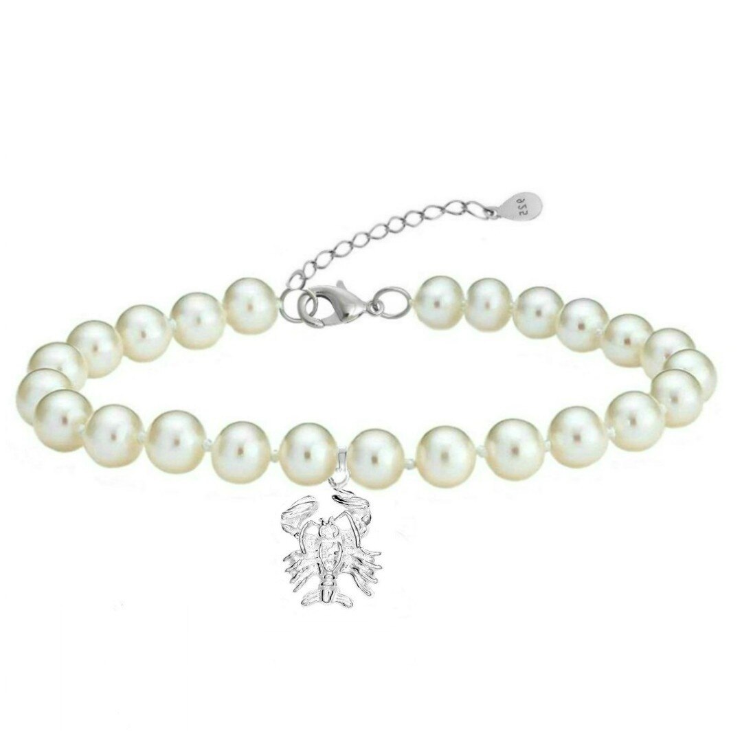 Bratara Zodiac Rac cu Perle Naturale Albe