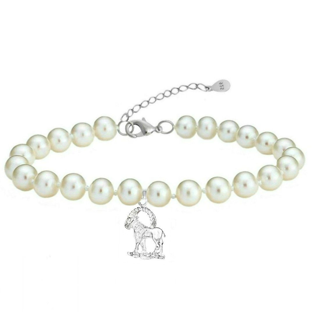 Bratara Zodiac Capricorn cu Perle Naturale Albe