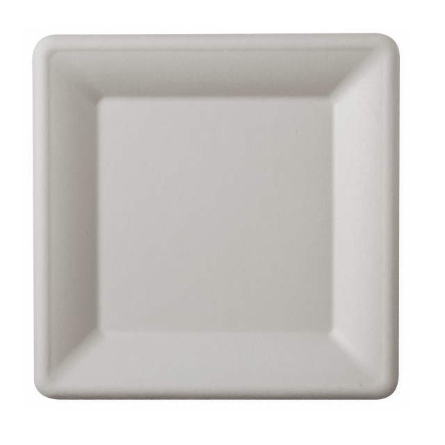 Farfurie patrata de unica folosinta, 15 cm, 100% Biodegradabila si Compostabila, 50 buc/set, trestie de zahar