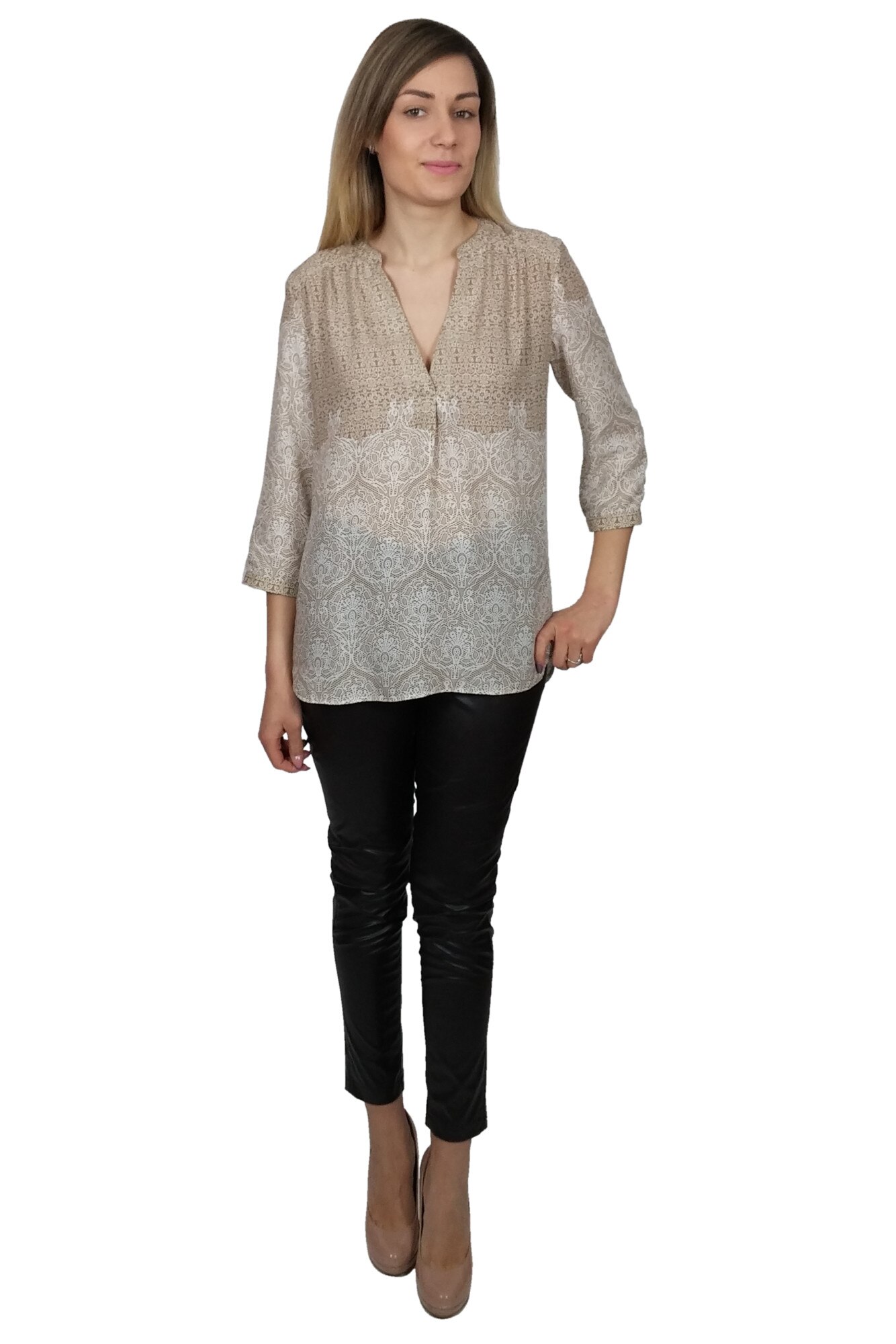 Bluza dama, Breel's, Casual Elegant, cu imprimeu, Bej