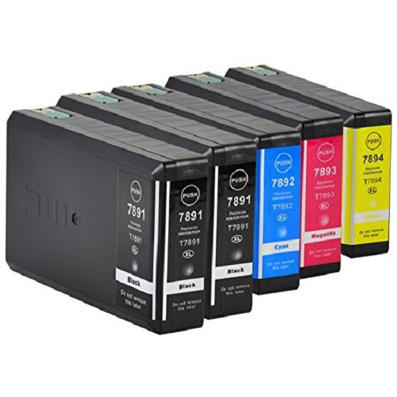 T7891 Set 5 cartuse cerneala premium XXL extra-extralarge original ORINK pentru epson T7891/t7891/7893/7892/7894 - 2xBlack ,1x cyan,1x magenta,1x yelow