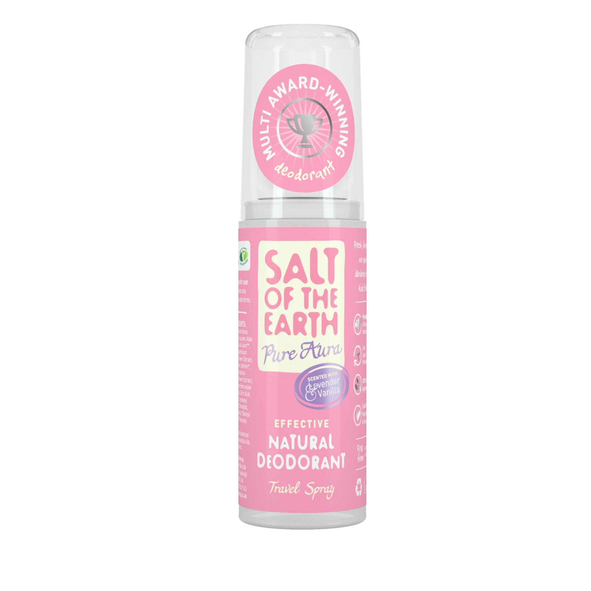 Deodorant spray 100% natural cu lavanda & vanilie pentru femei Salt of the Earth Pure Aura 50 ml (Travel)