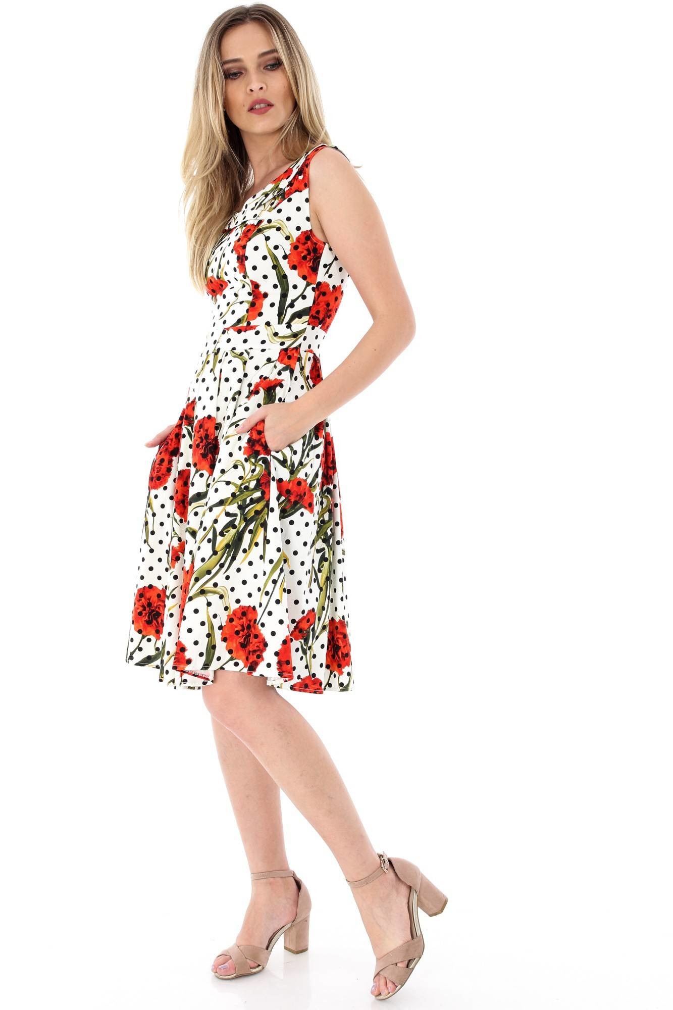 Rochie Crem Roh Cu Imprimeu Floral 42 Emagro