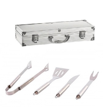 Set ustensile gratar inox 4 piese in geanta aluminiu, Zilan-Tools ZLN4068 Set ustensile gratar inox 4 piese in geanta aluminiu, Zilan-Tools ZLN4068