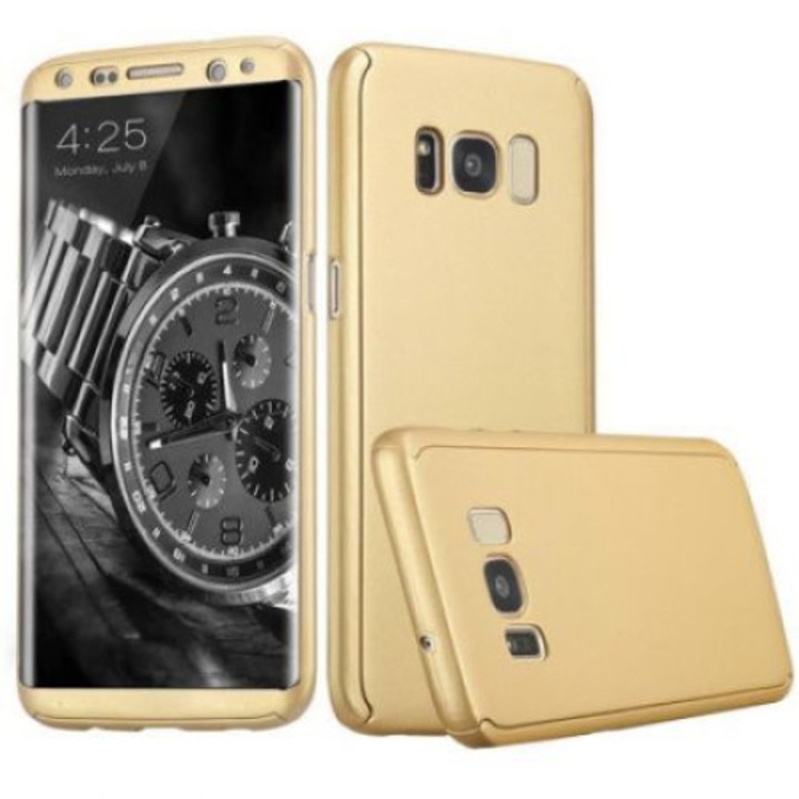 Кейс Съвместим с Samsung Galaxy S8 G950, пълно покритие, 360 градуса, пластмаса, злато