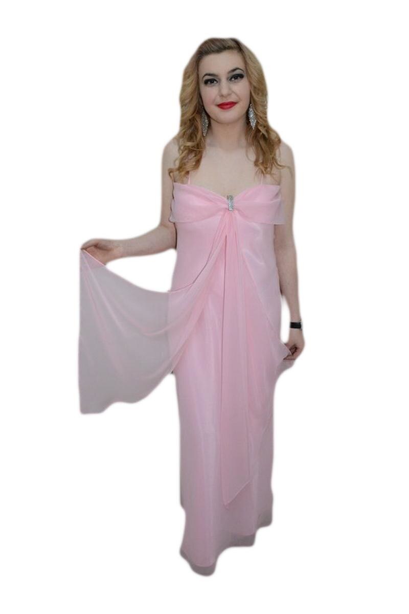 Rochie tinereasca, saten lucios, voal fin, D&J Exclusive, Roz