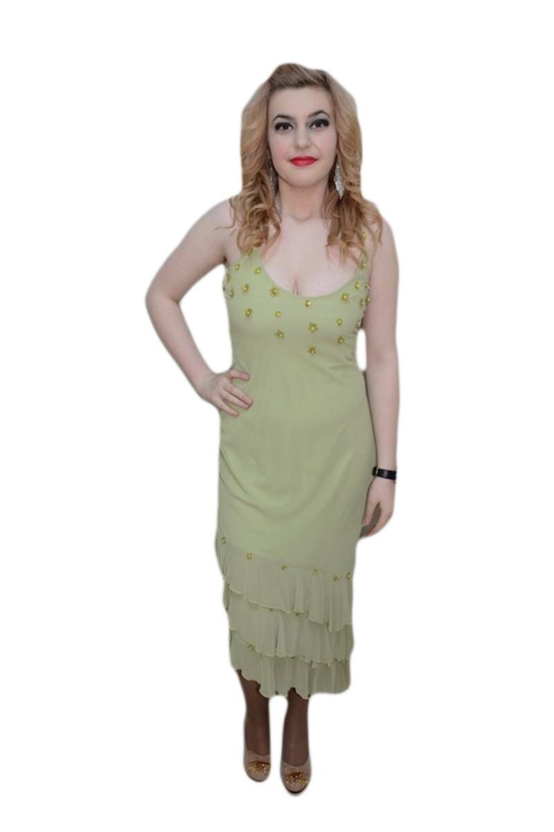Rochie eleganta din voal asimetrica, D&J Exclusive, Verde