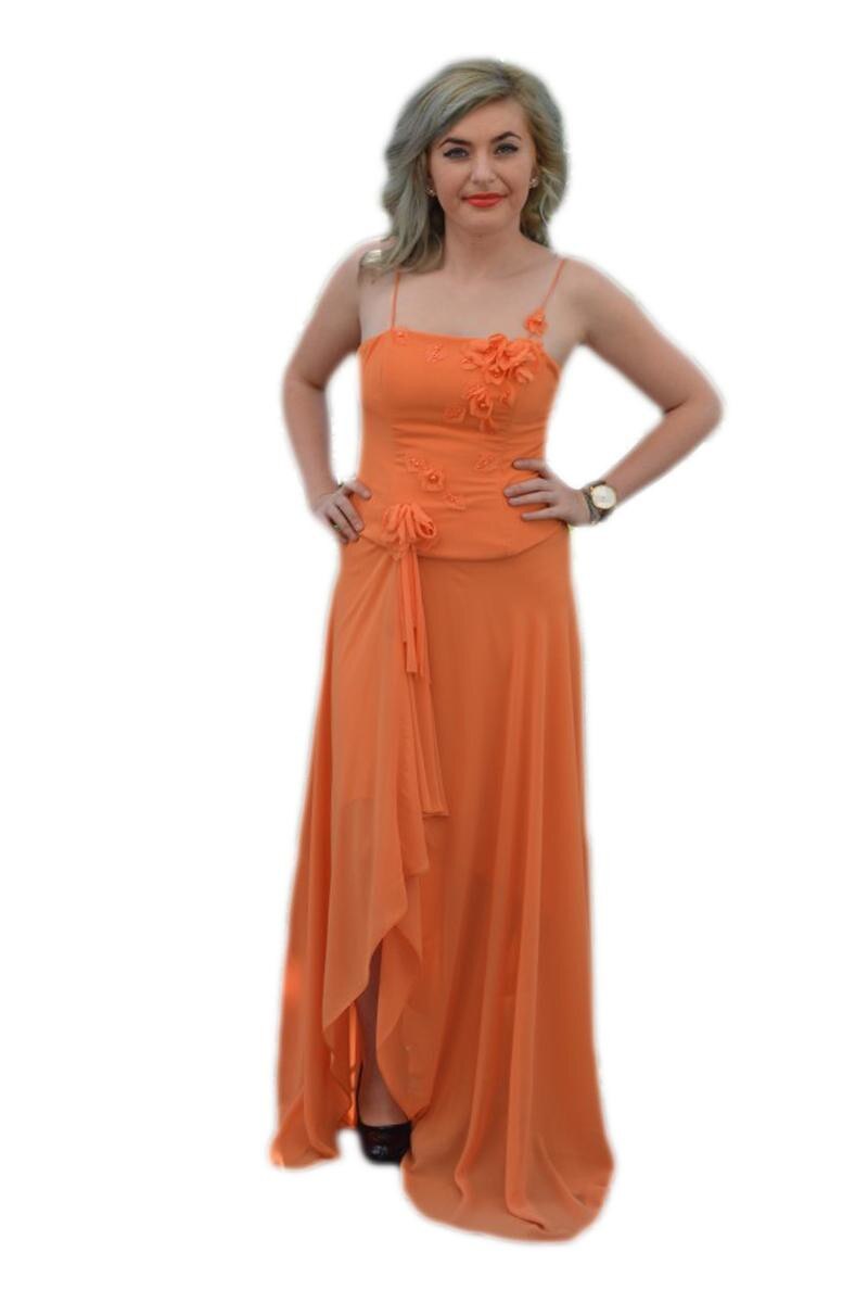 Rochie eleganta cu flori, D&J Exclusive, Portocaliu