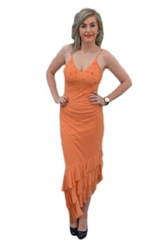 Rochie eleganta din voal asimetrica, D&J Exclusive, Portocaliu Rochie eleganta din voal asimetrica, D&J Exclusive, Portocaliu