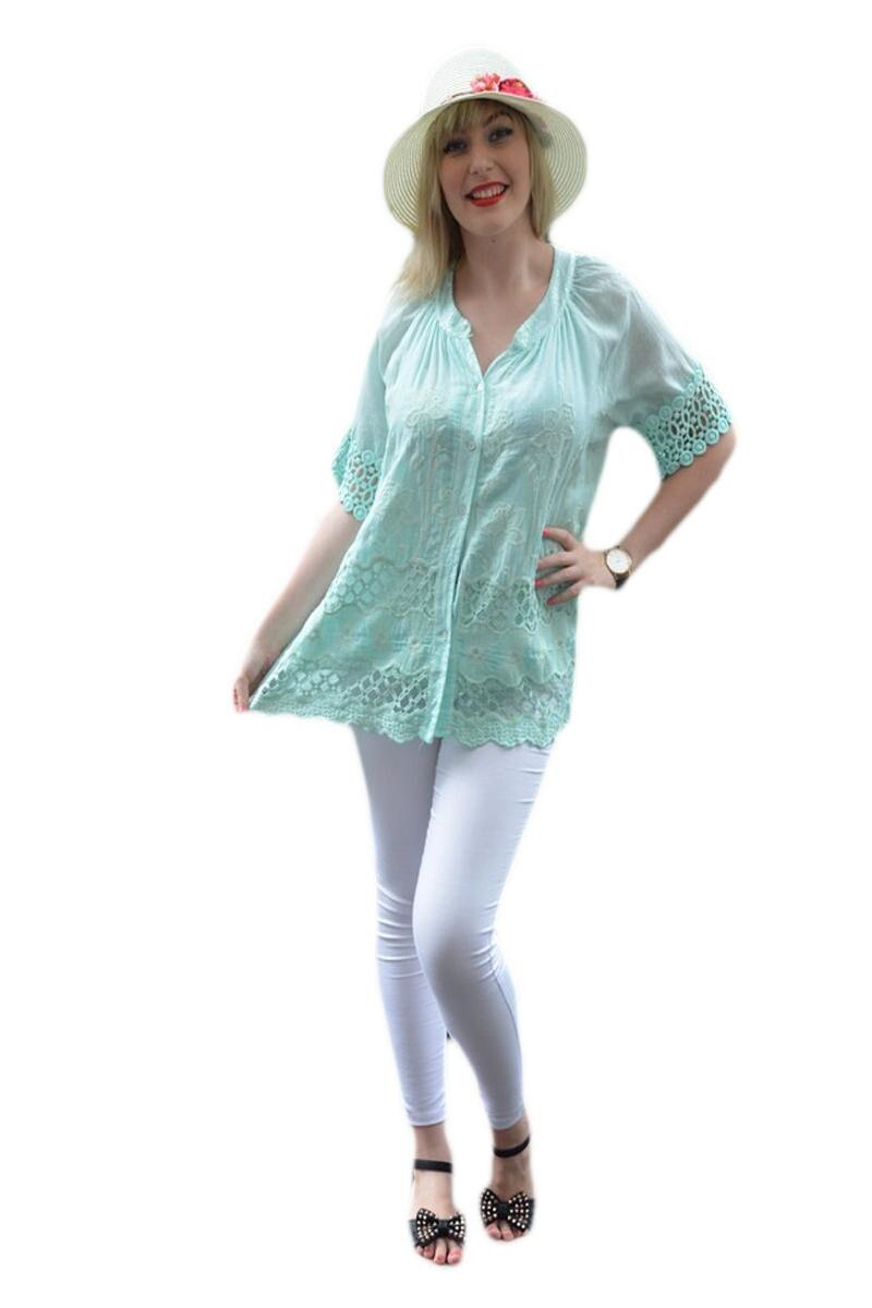 Bluza deosebita, culoare corai, D&J Exclusive, Turcoaz