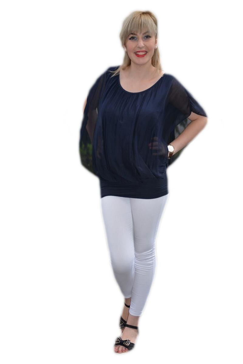 Bluza casual, de vara, culoare neagra, D&J Exclusive, Albastru marin