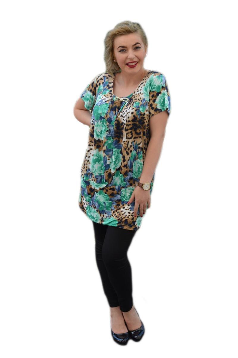 Bluza dama, moderna, verde-albastru-maro, D&J Exclusive, Verde/Maro