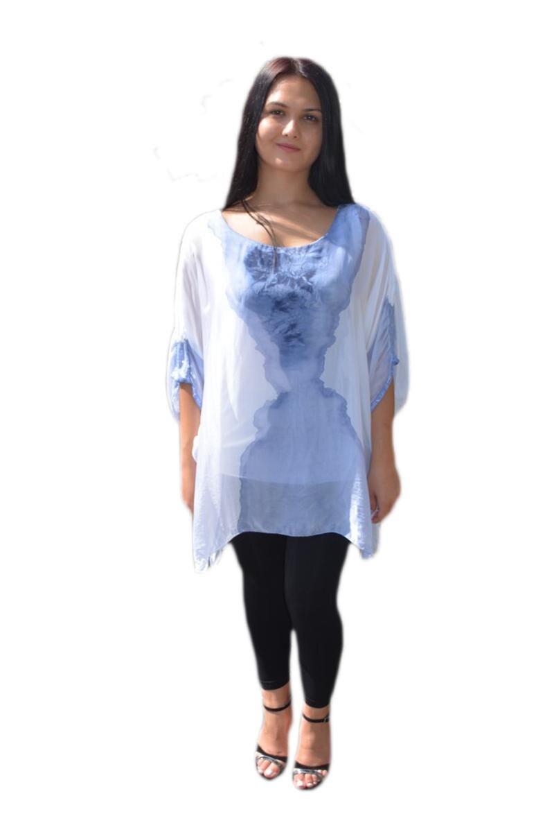 Bluza dama, moderna, verde-albastru-maro, D&J Exclusive, Alb