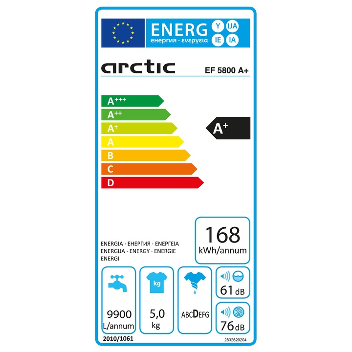 Masina de spalat rufe Slim Arctic EF5800A+, 5 kg, 800 RPM, Clasa A+, Alb