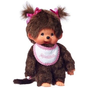 Papusa Monchhichi bebe cu bavetica 20 cm Papusa Monchhichi bebe cu bavetica 20 cm