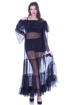 Rochie voal negru cu volane Liza Panait I-10E Rochie voal negru cu volane Liza Panait I-10E