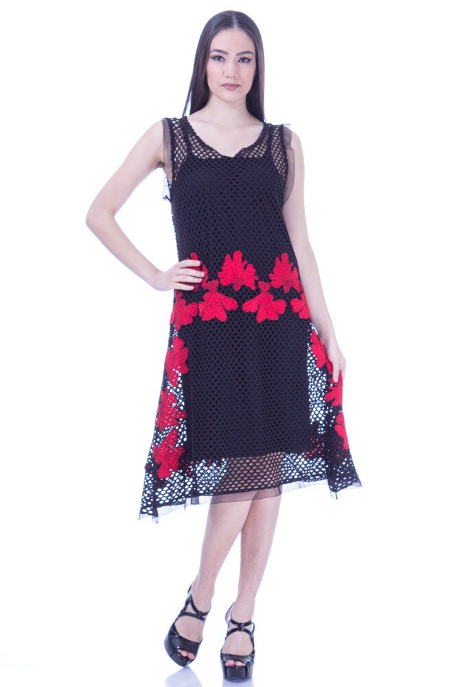 Rochie neagra plasa cu aplicatii Liza Panait I-13E