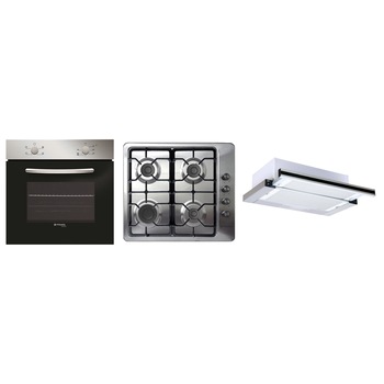 Pachet Pyramis 1015H539703, cuptor electric 4 functii, plita gaz inox si fonta si hota telescopica Pachet Pyramis 1015H539703, cuptor electric 4 functii, plita gaz inox si fonta si hota telescopica