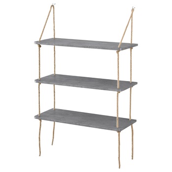 Sistem rafturi design pe 3 nivele, Modell 2, en.casa, 60 x 23,5 cm, MDF cu invelis PVC inaltime reglabila cu sfoara -culoarea betonului Sistem rafturi design pe 3 nivele, Modell 2, en.casa, 60 x 23,5 cm, MDF cu invelis PVC inaltime reglabila cu sfoara -culoarea betonului