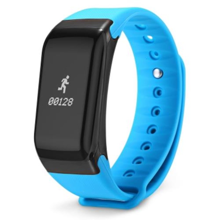 Bratara fitness MoreFIT™ F1 Pro, BT 4.0, rezistenta la apa, puls, nivel oxigen, tensiune, Android, iOS, intrare apeluri, vibratii, albastru