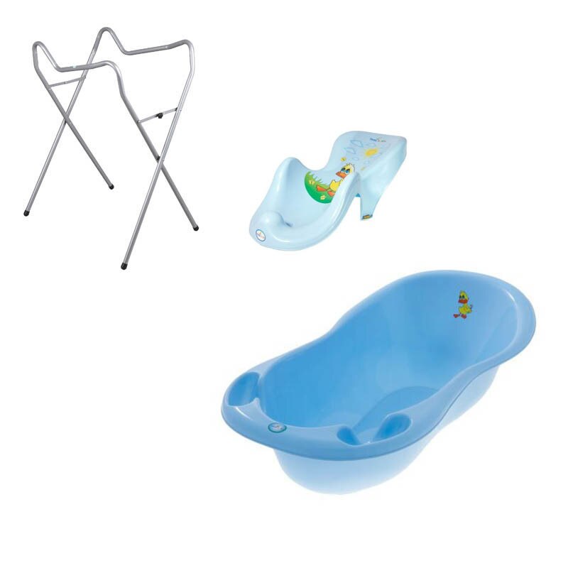 Set pachet cadita albastru TG 102 cm + suport anatomic si suport universal