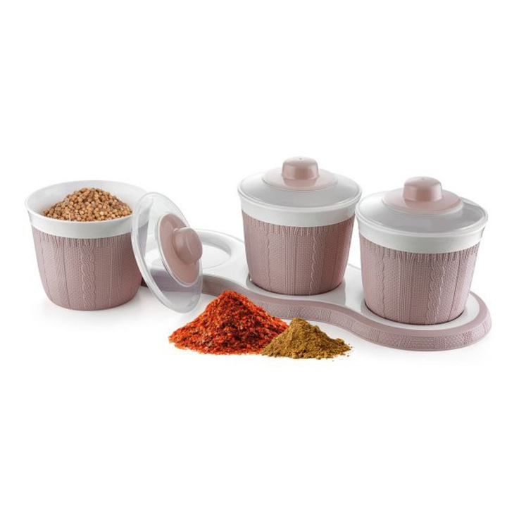 Буркан за подправки Hobby Life, 3 броя на стойка, 3x0,7л