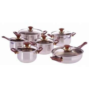 Set oale 12 piese din inox cu capace din sticla E si Set cutite 3 piese Set oale 12 piese din inox cu capace din sticla E si Set cutite 3 piese
