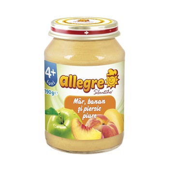 Piure bebelusi Mar, banan si piersic, 190 g, 4 luni + Piure bebelusi Mar, banan si piersic, 190 g, 4 luni +