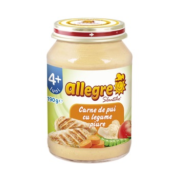 Piure bebelusi Carne de pui cu legume, 190 g, 4 luni + Piure bebelusi Carne de pui cu legume, 190 g, 4 luni +