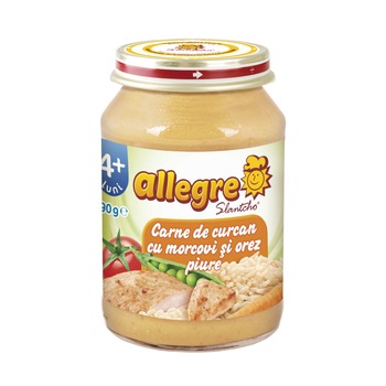 Piure bebelusi Carne de curcan cu morcovi si orez, 190 g, 4 luni + Piure bebelusi Carne de curcan cu morcovi si orez, 190 g, 4 luni +