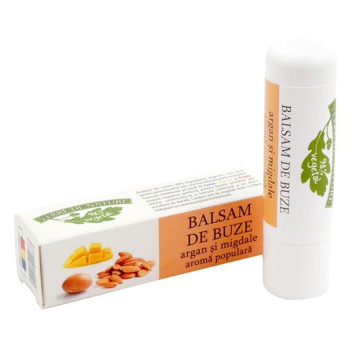 Balsam de buze cu ulei de argan, migdale dulci si aroma populara 4.8g