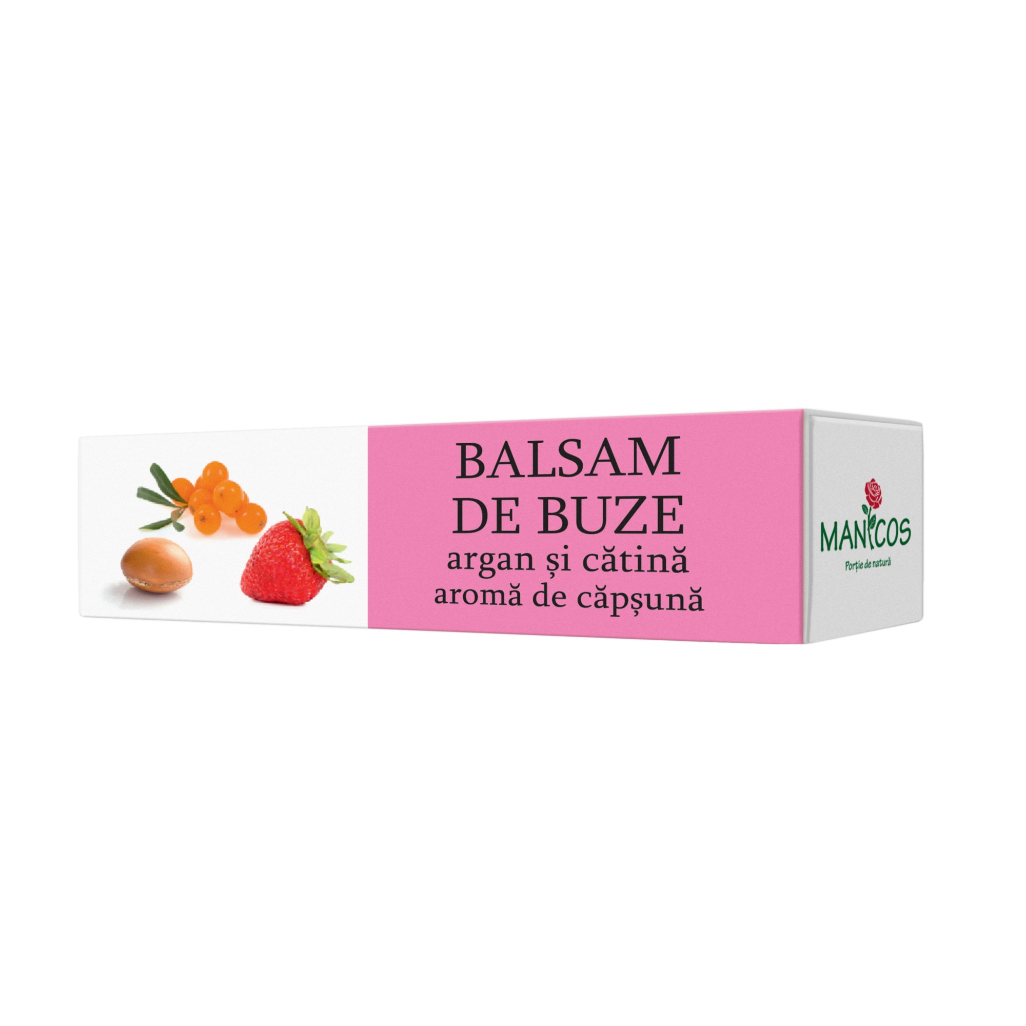 Balsam de buze cu ulei de argan, catina si aroma de capsuna 4.8g