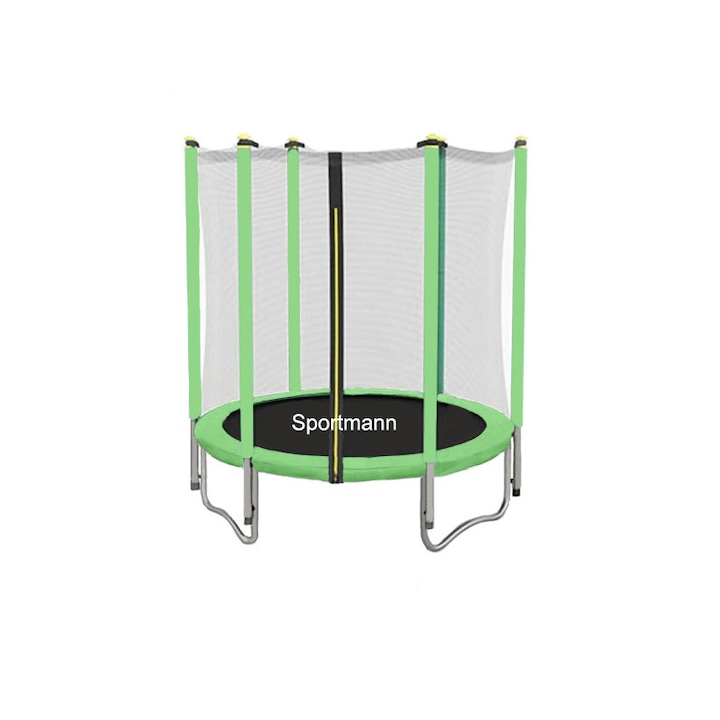 Sportmann trambulin, 140 cm-es, biztonsági hálóval, zöld