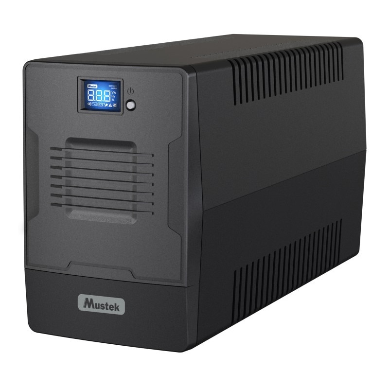 UPS MUSTEK Line Int. cu management, LCD, 2000VA/ 1200W, AVR, 2 x IEC & 2 x Shucko, display LCD, USB, combo RJ45, Fan