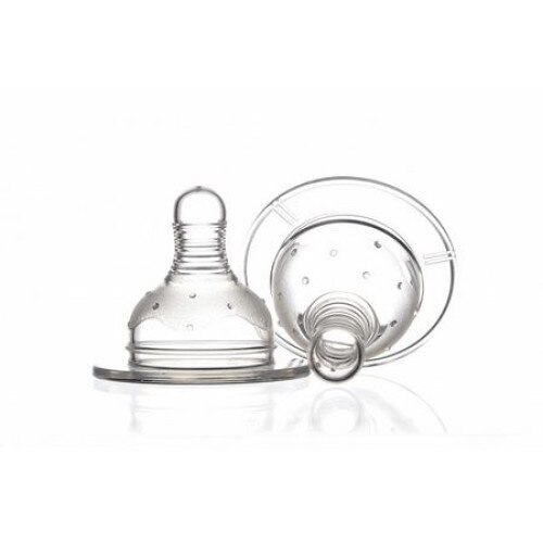 Set 2 tetine silicon gat larg Minut Baby 6+ lichide groase