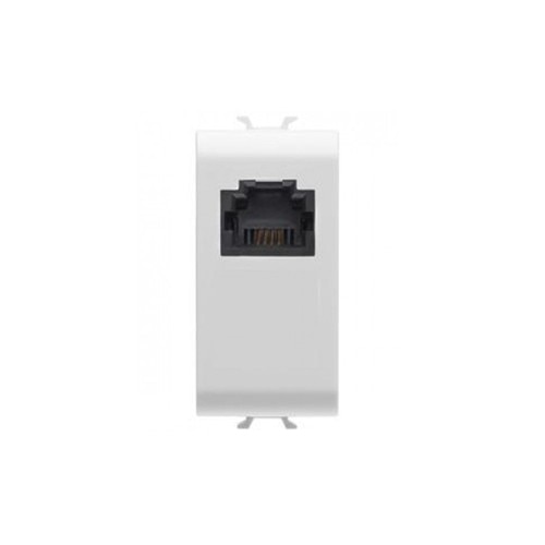 Priza telefon Gewiss, gama Chorus, GW10401, RJ11, alba