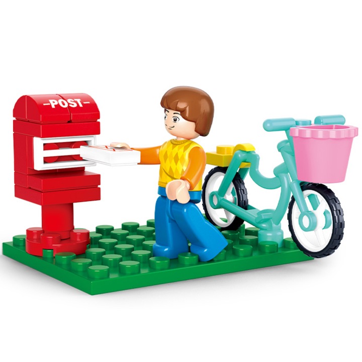 Set de constructie Sluban Postasul cu bicicleta