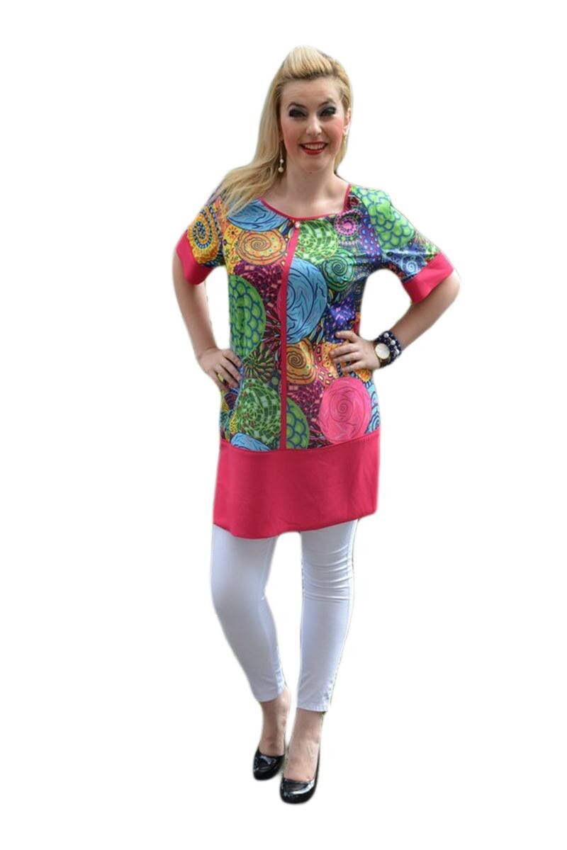 Bluza fashion multicolora, croiala dreapta D&J Exclusive, Mutlicolor