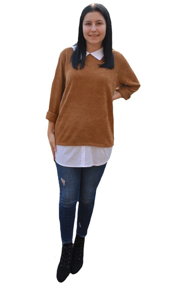 Bluza casual, culoare roz, Maro