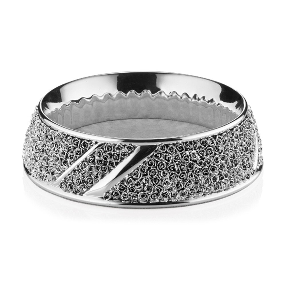 Cutie argintata rotunda cu trandafiri