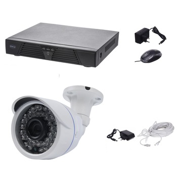 Kit supraveghere video Digital HD Aku 1 camera IP interior/exterior + NVR 4 canale H264 Kit supraveghere video Digital HD Aku 1 camera IP interior/exterior + NVR 4 canale H264