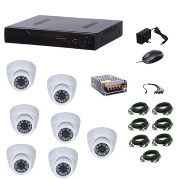 Kit supraveghere video Aku 7 camere interior 1200 TVL + DVR 8 canale LAN H264 Kit supraveghere video Aku 7 camere interior 1200 TVL + DVR 8 canale LAN H264