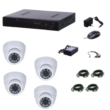 Kit supraveghere video Aku 4 camere interior 1200 TVL + DVR 4 canale LAN H264 Kit supraveghere video Aku 4 camere interior 1200 TVL + DVR 4 canale LAN H264
