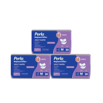 Pachet promo scutece Perla, M, 3 x 30 bucati, scutece adulti, 85-125 cm Pachet promo scutece Perla, M, 3 x 30 bucati, scutece adulti, 85-125 cm