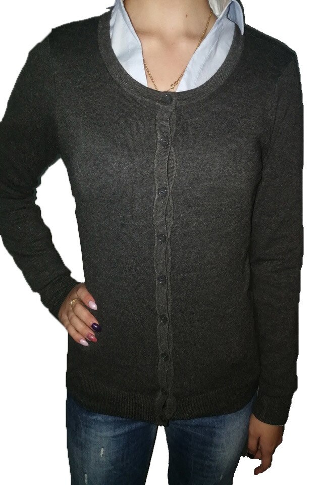 Cardigan dama, Vero Moda Glory O-neck, Gri inchis melange, Gri inchis melange