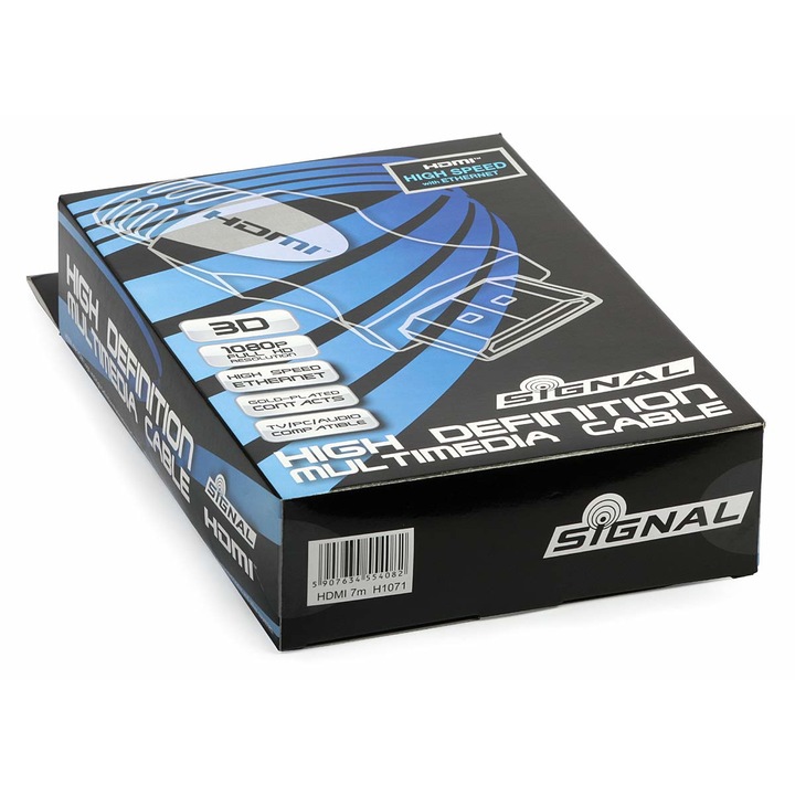 HDMI плосък кабел Signal 7m позлатен 28AWG v1.4 High Speed с Ethernet