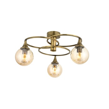 Plafoniera Avonni 3 brate , finisaj Antique abajur culoarea mierii 3xE27 max60W Plafoniera Avonni 3 brate , finisaj Antique abajur culoarea mierii 3xE27 max60W