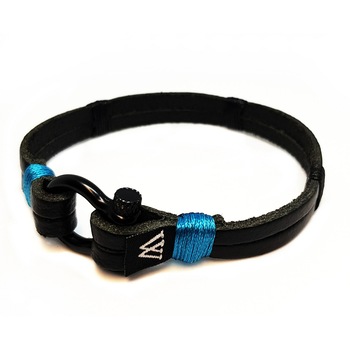 bratara wild bracelets din piele naturala lucrata 100 manual cu brida din inox vopsita electrostatic negru cu prinderi turquoise imagen 21_0_
0